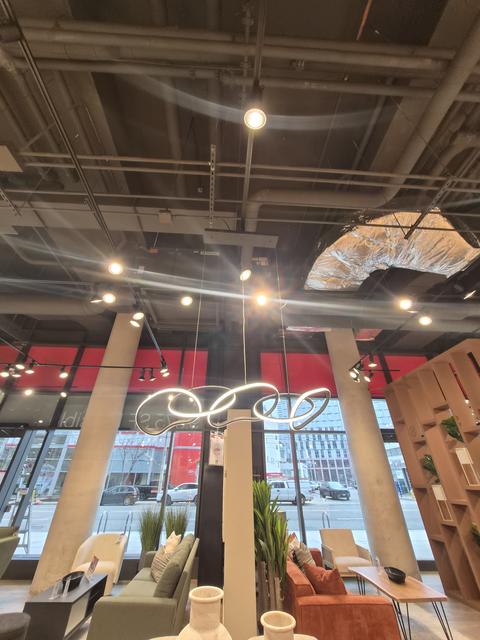 Finished retail store with track and feature lighting