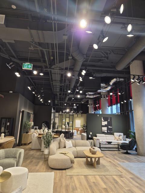 Finished retail sales floor with completed lighting