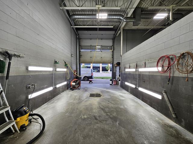 Commercial garage with LED high-bay lighting